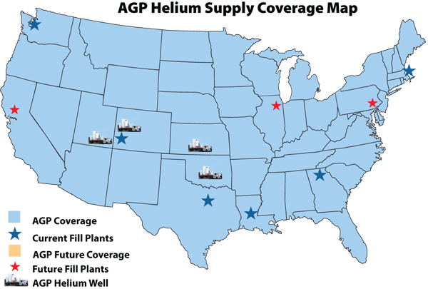 AGP Helium National Supply Coverage Map